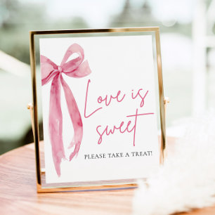Affiche Blush Pink Bow Love is Sweet Treat Favoriser Signa