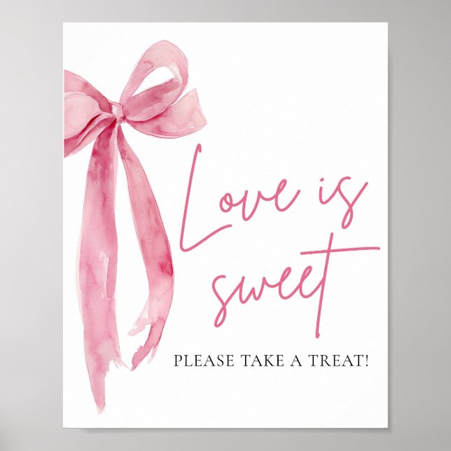 Affiche Blush Pink Bow Love is Sweet Treat Favoriser Signa (Devant)