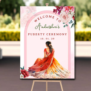 Affiche Blush Pink Demi sari signe d'accueil Puberté cérém