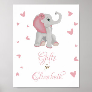 Affiche Blush Pink Elephant Gifts Girl Baby Shower Sign