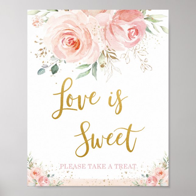 Affiche Blush Rose Chic Floral L'amour est doux Prenez une (Devant)