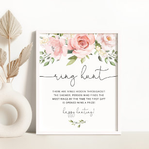 Affiche Blush rose floral bague chasse nuptiale jeu de dou