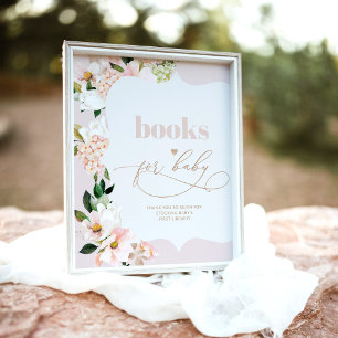 Affiche Blush rose floral Books for baby girl shower