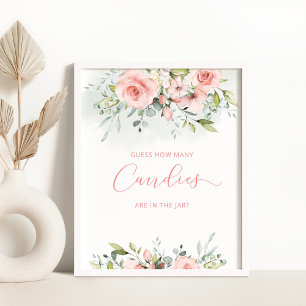 Affiche Blush rose floral deviner combien de bonbons