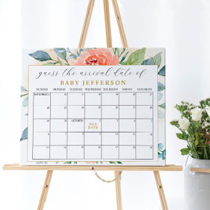 Affiche Blush Rose Floral Devis Date d'échéance Calendrier