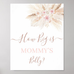 Affiche Blush rose Tropical How Big is Mommy's Belly sign