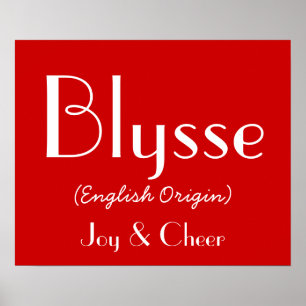 Affiche Blysse Origine Anglaise Avec Signification En Roug