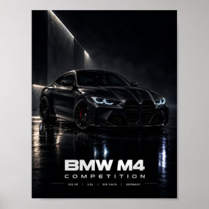 Affiche BMW M4 Competition – Voiture de sport de luxe noir