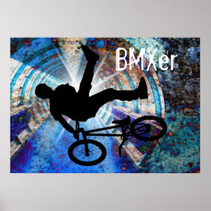 Affiche BMX dans un tunnel grunge
