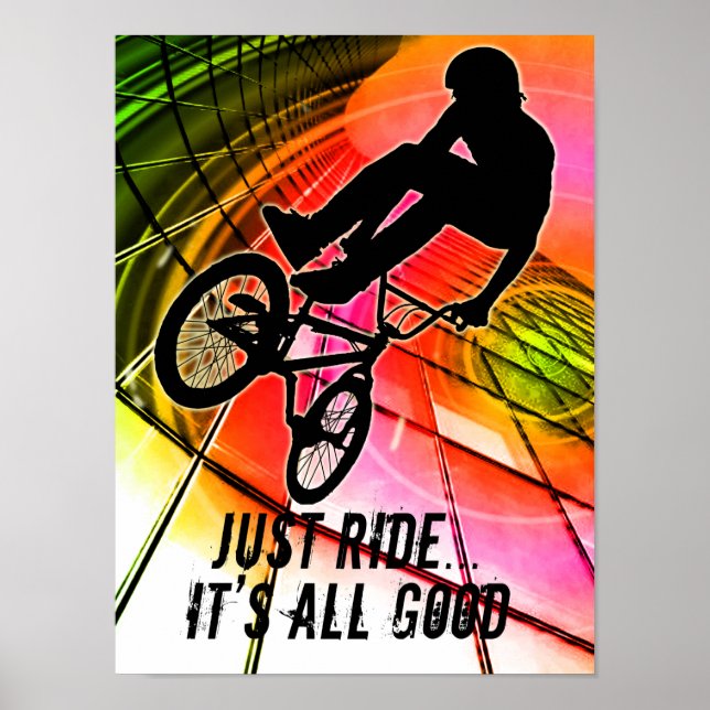 Affiche BMX en lignes et cercles Tout est bon (Devant)