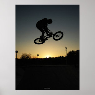 Affiche BMX freestyler cascade saut