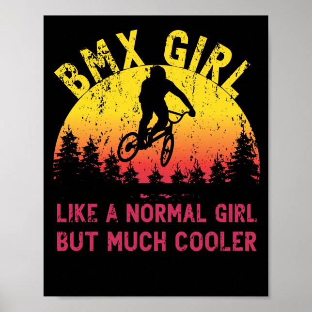 Affiche BMX Girl Sunset Bike Girl Cycling Retro (Devant)