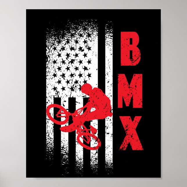 Affiche BMX USA America drapeau sport VTT vélo (Devant)