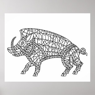 Affiche Boar sauvage avec Runes