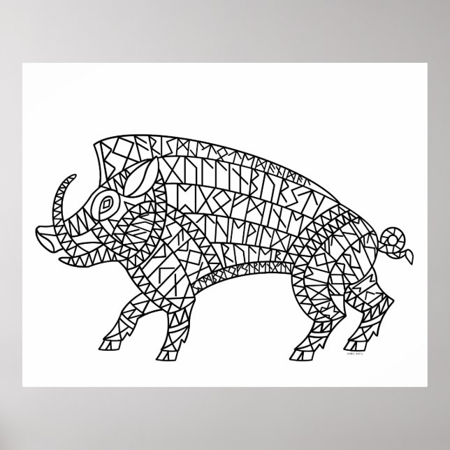 Affiche Boar sauvage avec Runes (Devant)