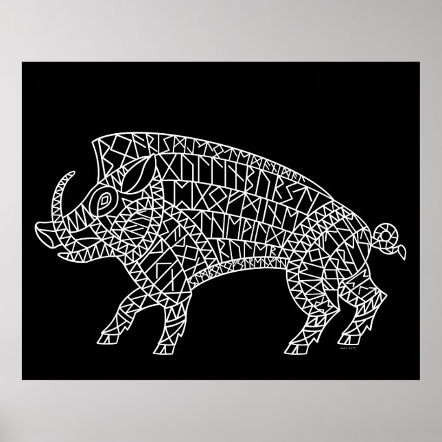 Affiche Boar sauvage avec Runes (Devant)