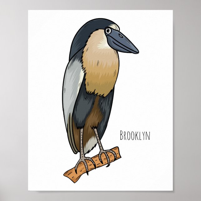 Affiche Boat-billed heron bird cartoon (Devant)