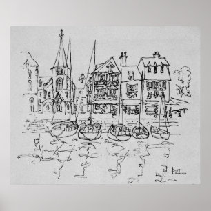 Affiche Boats in the Port at Honfleur   Normandy, France