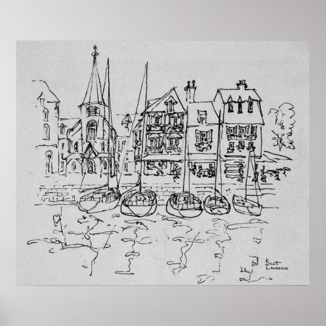 Affiche Boats in the Port at Honfleur | Normandy, France (Devant)