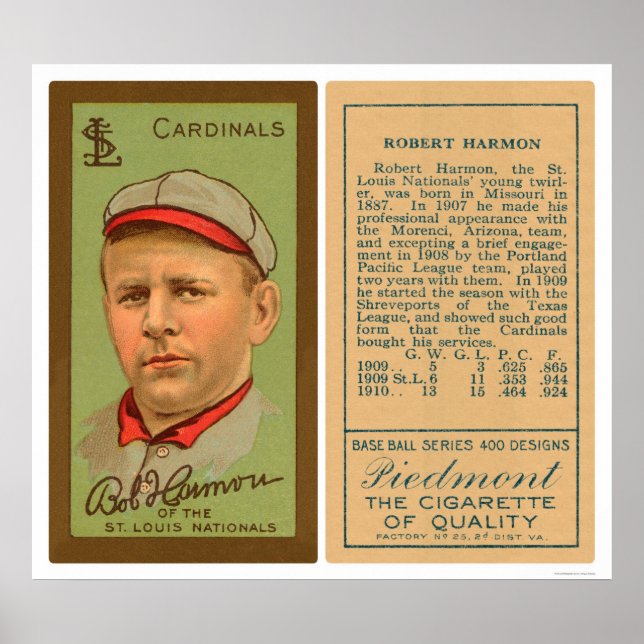 Affiche Bob Harmon Cardinals Baseball 1911 (Devant)