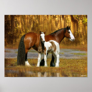Affiche Bob Langrish   Gypsy Vanner Mare et Foal Imaginair
