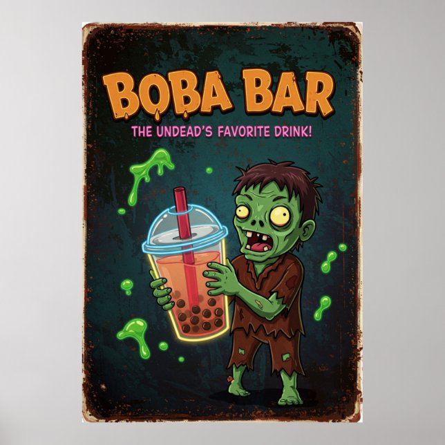 Affiche Boba Bar – La boisson préférée des morts-vivants ! (Devant)
