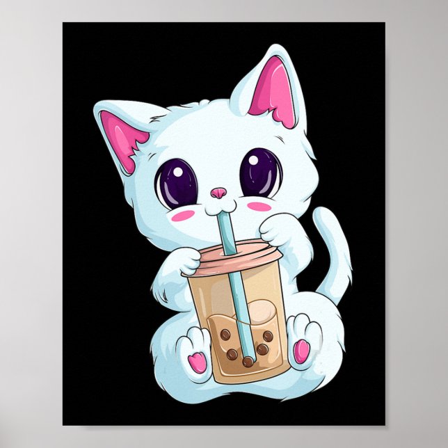 Affiche Boba Tea Cat Anime  For Women Kawaii Bubble Tea Ne (Devant)