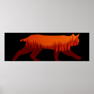 Affiche Bobcat Lynx Forêt Paysage Soleil sauvage