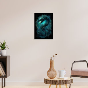Affiche Bobine Spectrale Cyberpunk Serpent Art Sombre