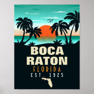 Affiche Boca Raton Florida Retro Sunset Beach Souvenirs