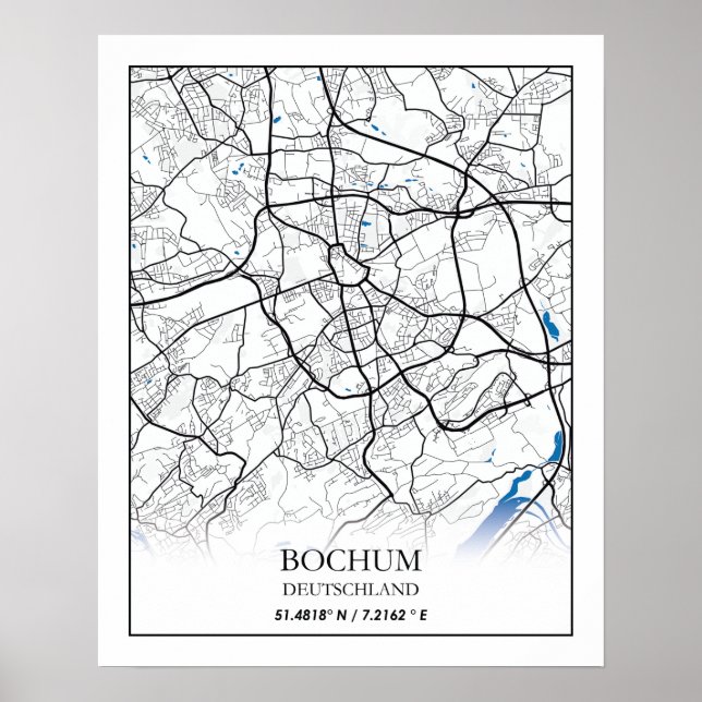 Affiche Bochum Deutschland City Map Travel Simple Minimal (Devant)