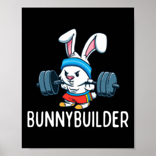 Affiche Bodybuilder Bunny Pâques Bunnybuilder Fitness Sall