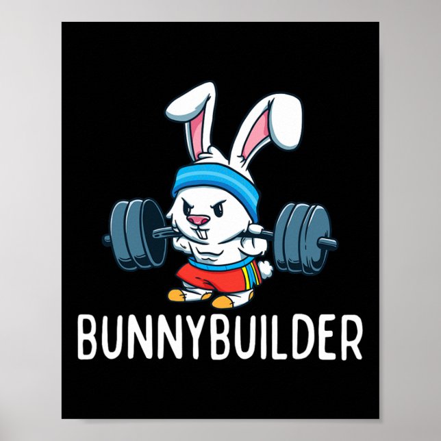 Affiche Bodybuilder Bunny Pâques Bunnybuilder Fitness Sall (Devant)
