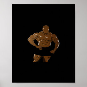 Affiche Bodybuilder En Pose - Force Et Pion Pour Bodybu