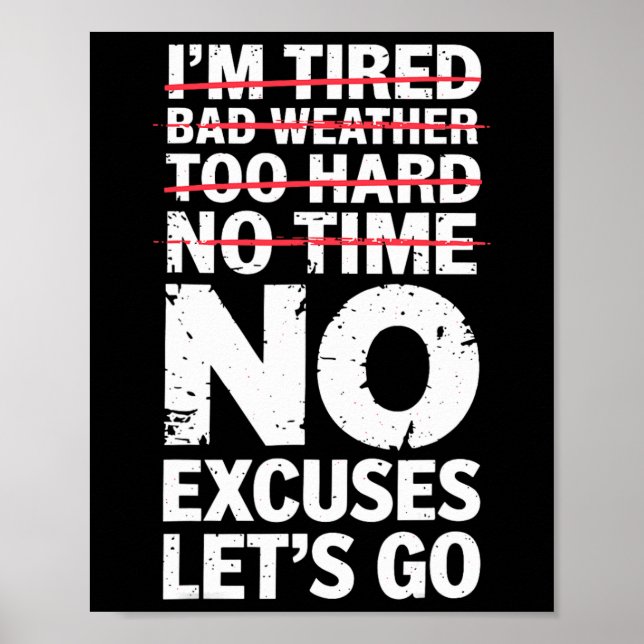 Affiche Bodybuilder Funny No Excuses Go Gym Humour Mo (Devant)