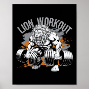 Affiche Bodybuilder Lion Lover Gym Porter Fitness Exercice