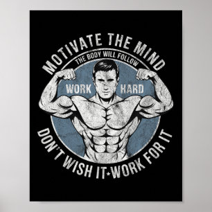 Affiche Bodybuilder Old School Vintage 80s Poids Sports B