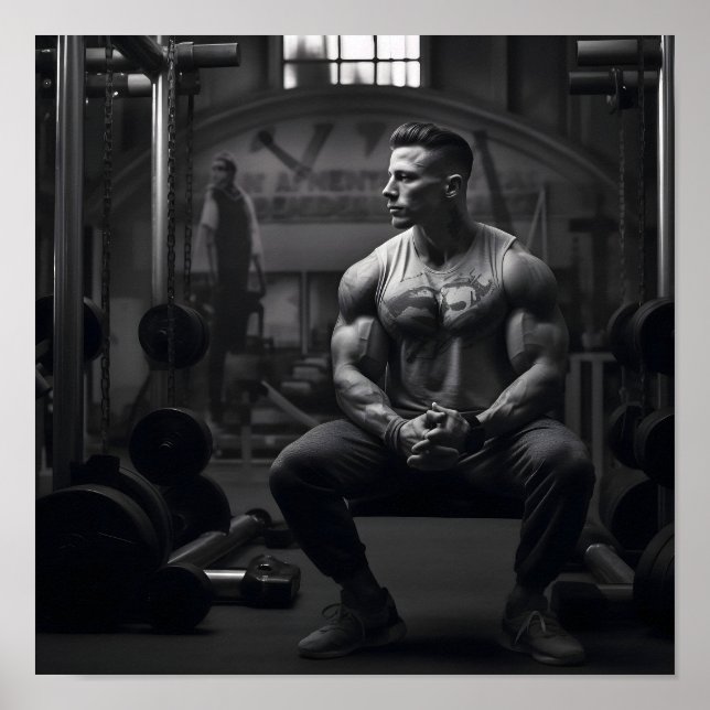 Affiche Bodybuilder Repose entre les jeux (Devant)