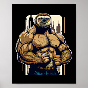 Affiche Bodybuilder Sloth Funny Bodybuilding Sloth Fitness