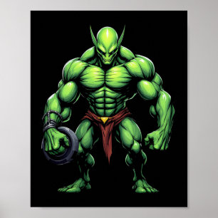 Affiche Bodybuilding Alien Tee Funny Gym Design Ufo Poids