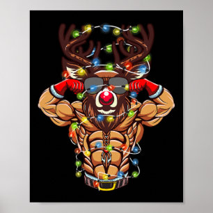 Affiche Bodybuilding de Père Noël Reindeer Christmas Gym W
