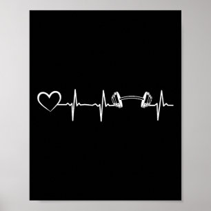 Affiche Bodybuilding Dumbbell Heart Gym Bodybuil