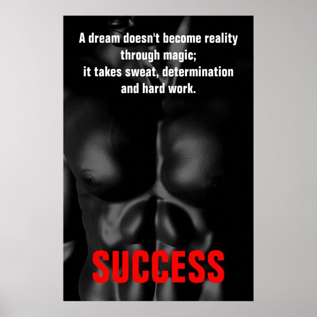 Affiche Bodybuilding Fitness Inspirational Black & White (Devant)