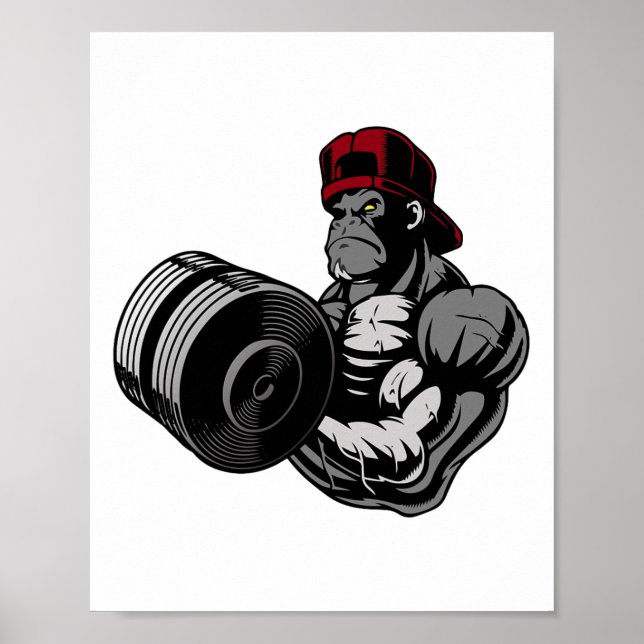 Affiche Bodybuilding Gorilla Workout Gym Strength Training (Devant)