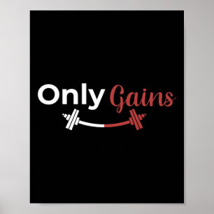Affiche Bodybuilding Gym Gains seulement Drôle Entraînemen