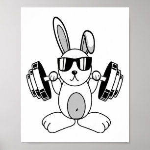 Affiche Bodybuilding Powerlifting Fitness Gym Lapin - Squa
