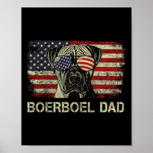 Affiche Boerboel Papa Amoureux de les chiens Drapeau améri