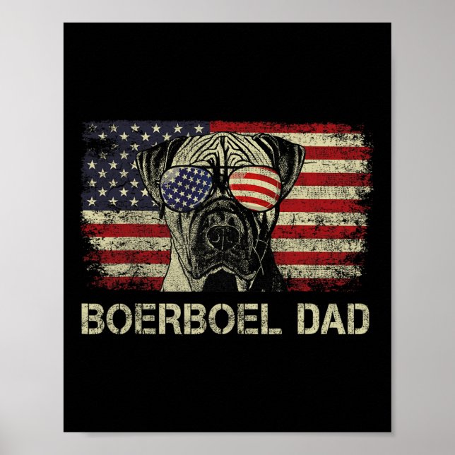 Affiche Boerboel Papa Amoureux de les chiens Drapeau améri (Devant)