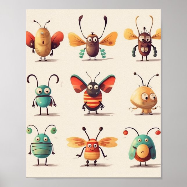 Affiche bogue, créature, insecte, drôles de bogues (Devant)