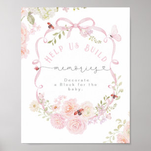 Affiche Bogue d'amour Rose Décore un bloc Baby Shower